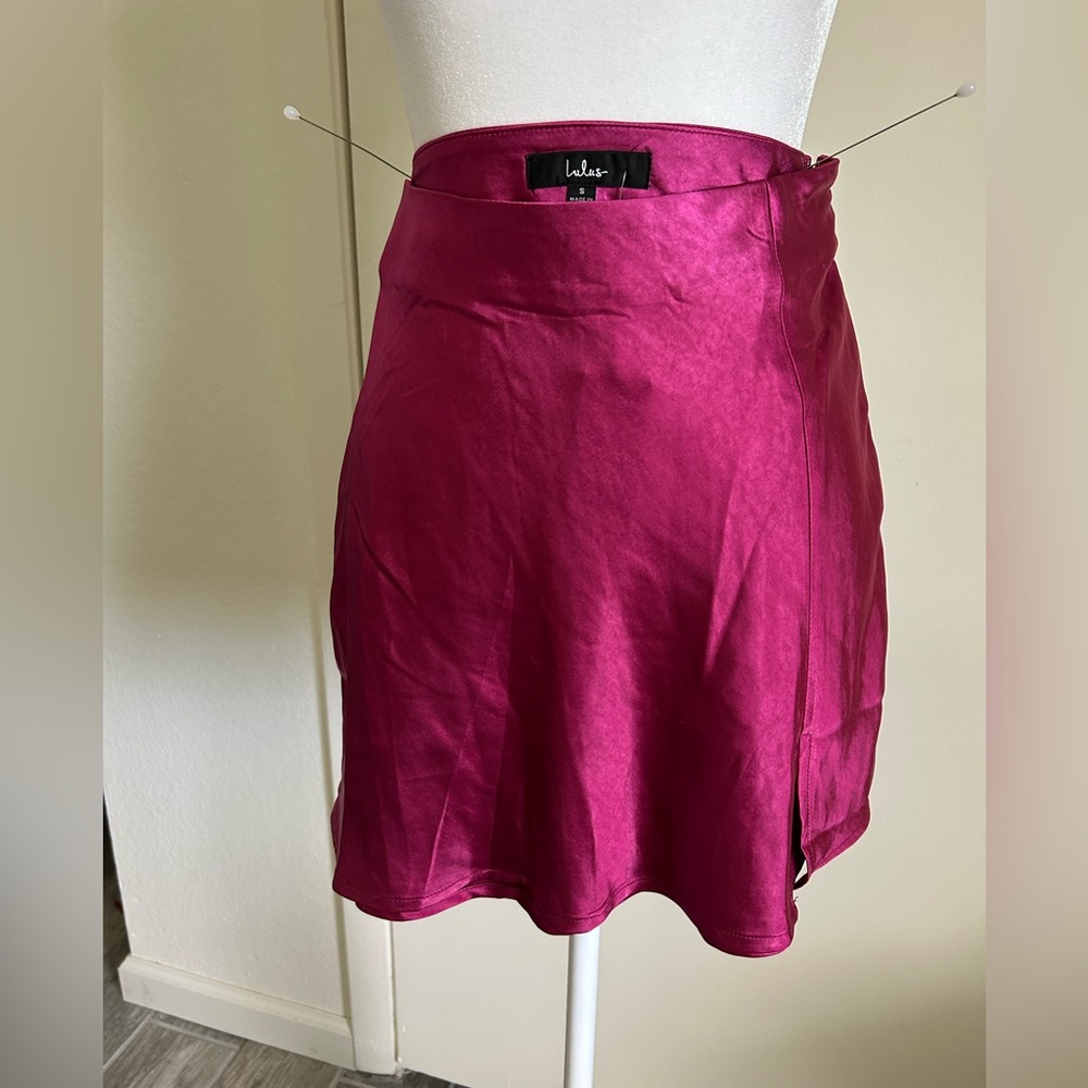 Lulu's Fuchsia Pink Satin Mini Skirt